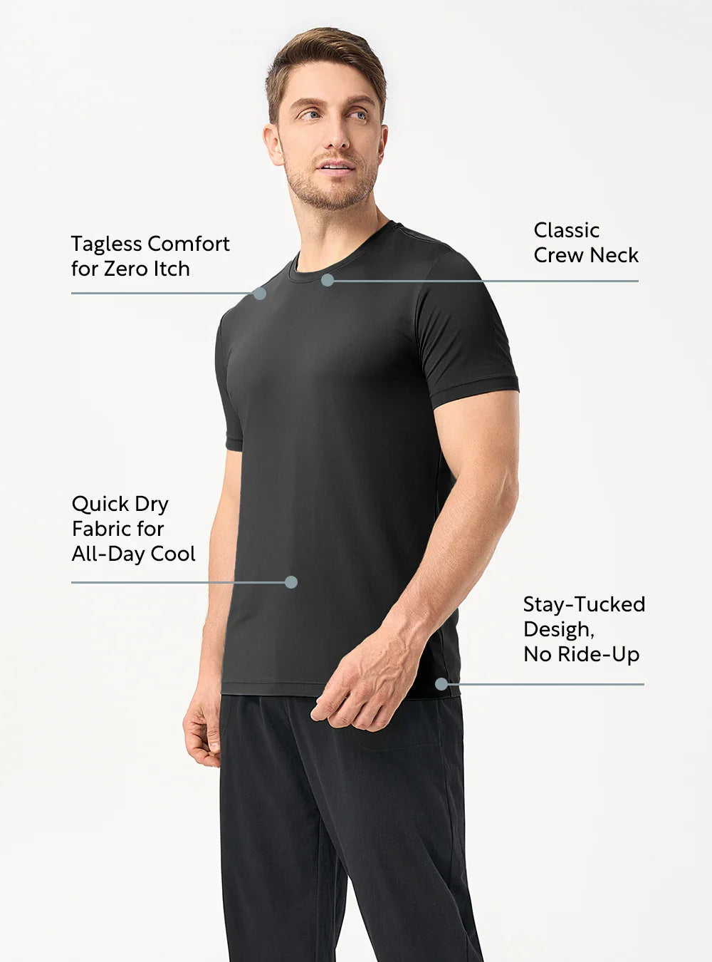 Quick Dry Silky-Soft Crew Neck Undershirts (3-Pack)