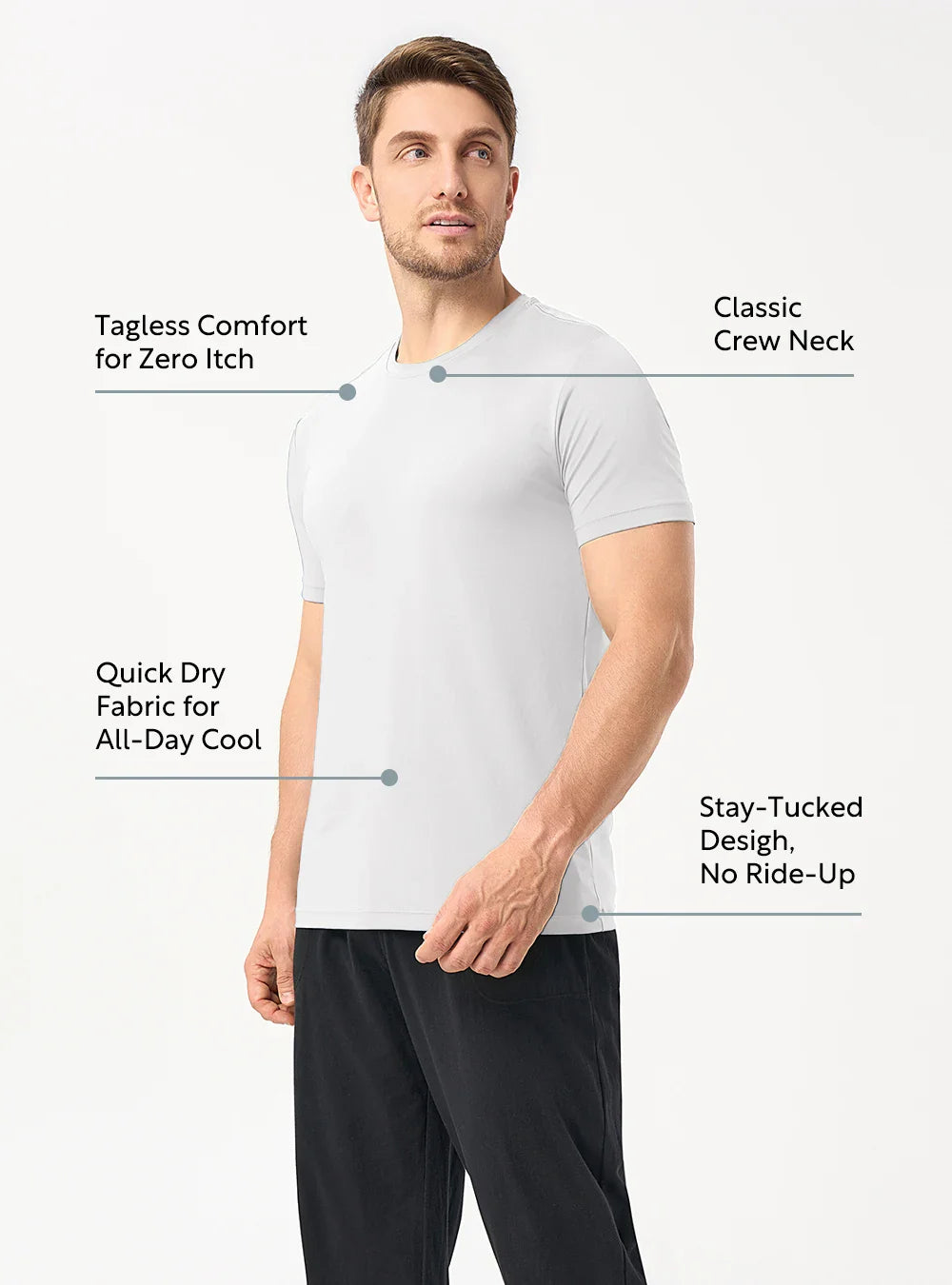 Quick Dry Silky-Soft Crew Neck Undershirts (3-Pack)