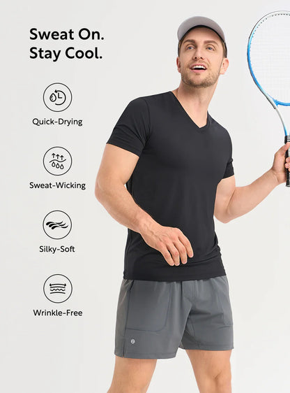 Quick Dry Silky-Soft V-Neck Undershirts (3-Pack)