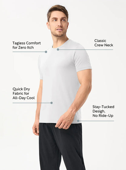Quick Dry Silky-Soft Crew Neck Undershirts (3-Pack)