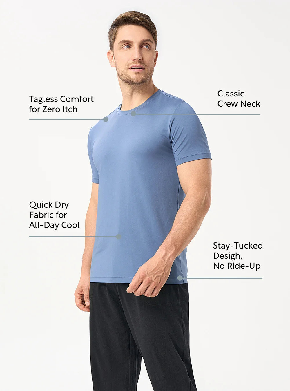Quick Dry Silky-Soft Crew Neck Undershirts (3-Pack)
