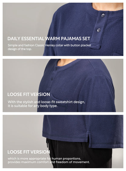 Polar Fleece Henley Pajamas Set