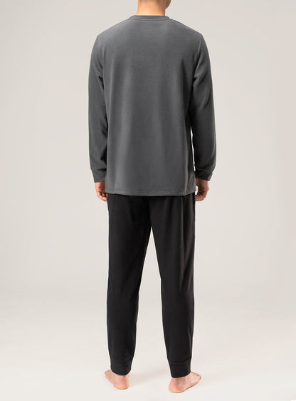 Polar Fleece Henley Pajamas Set