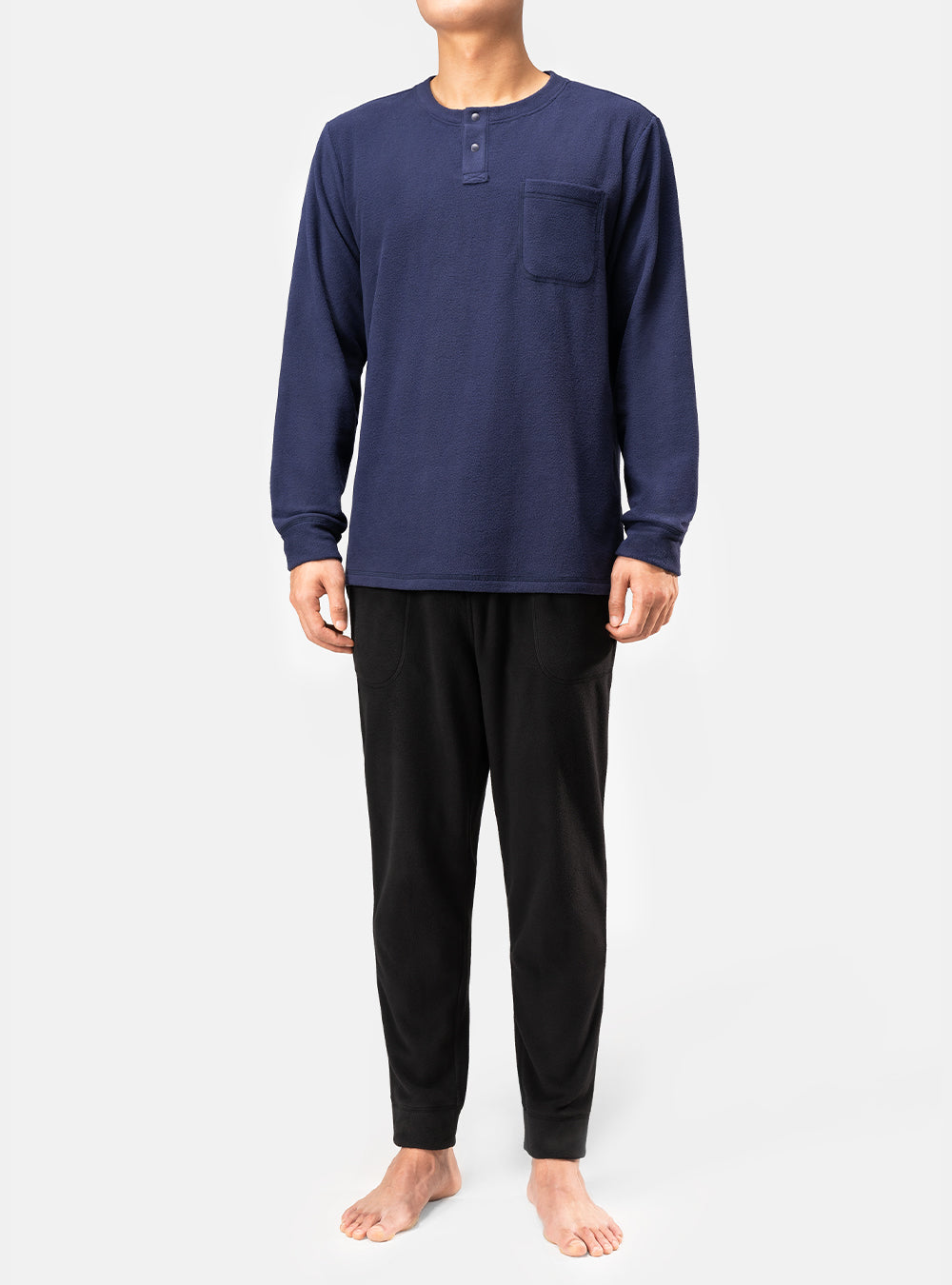 Polar Fleece Henley Pajamas Set