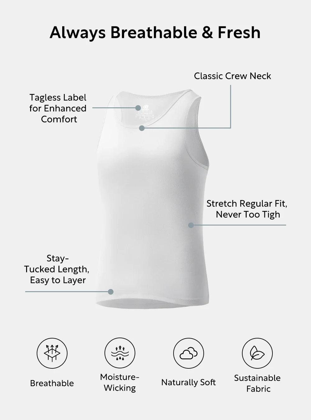 Bamboo Moisture Wicking Tanks (5-Pack)