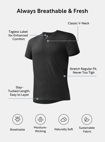 Bamboo Moisture-Wicking V-Neck Undershirts (3-Pack)